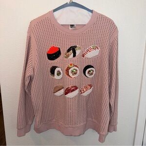 Queen of Sparkles Pink Sushi Sequin Sweatshirt.